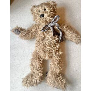 Boyds Bear 16" Plush Teddy Weighted Body Legs Arms Gingham Paw Pads Ribbon